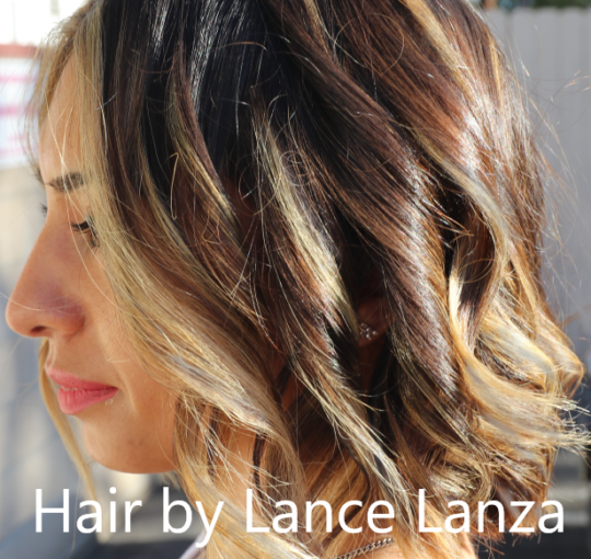 Balayage on dark brunette.  with color melting.